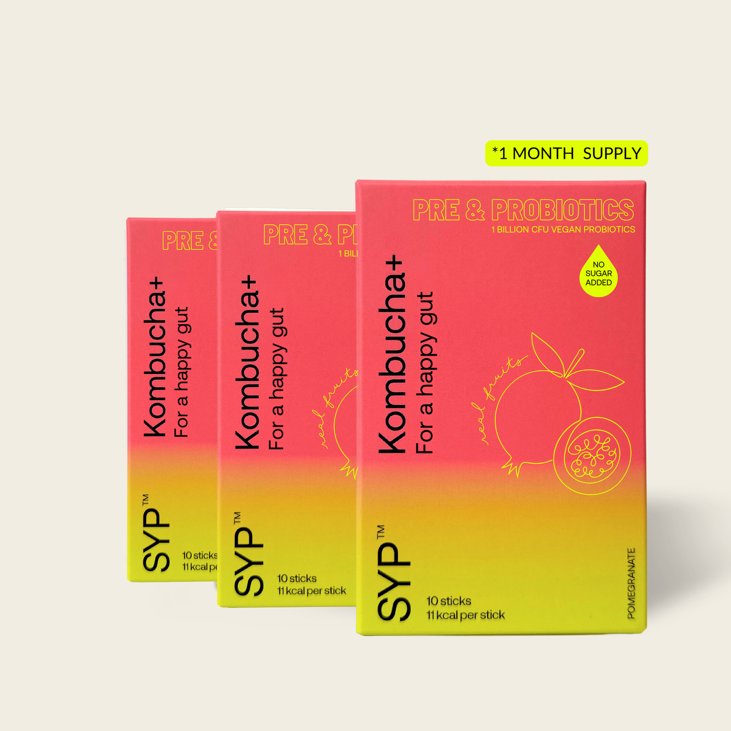KOMBUCHA+ 3-PACK POMEGRANATE