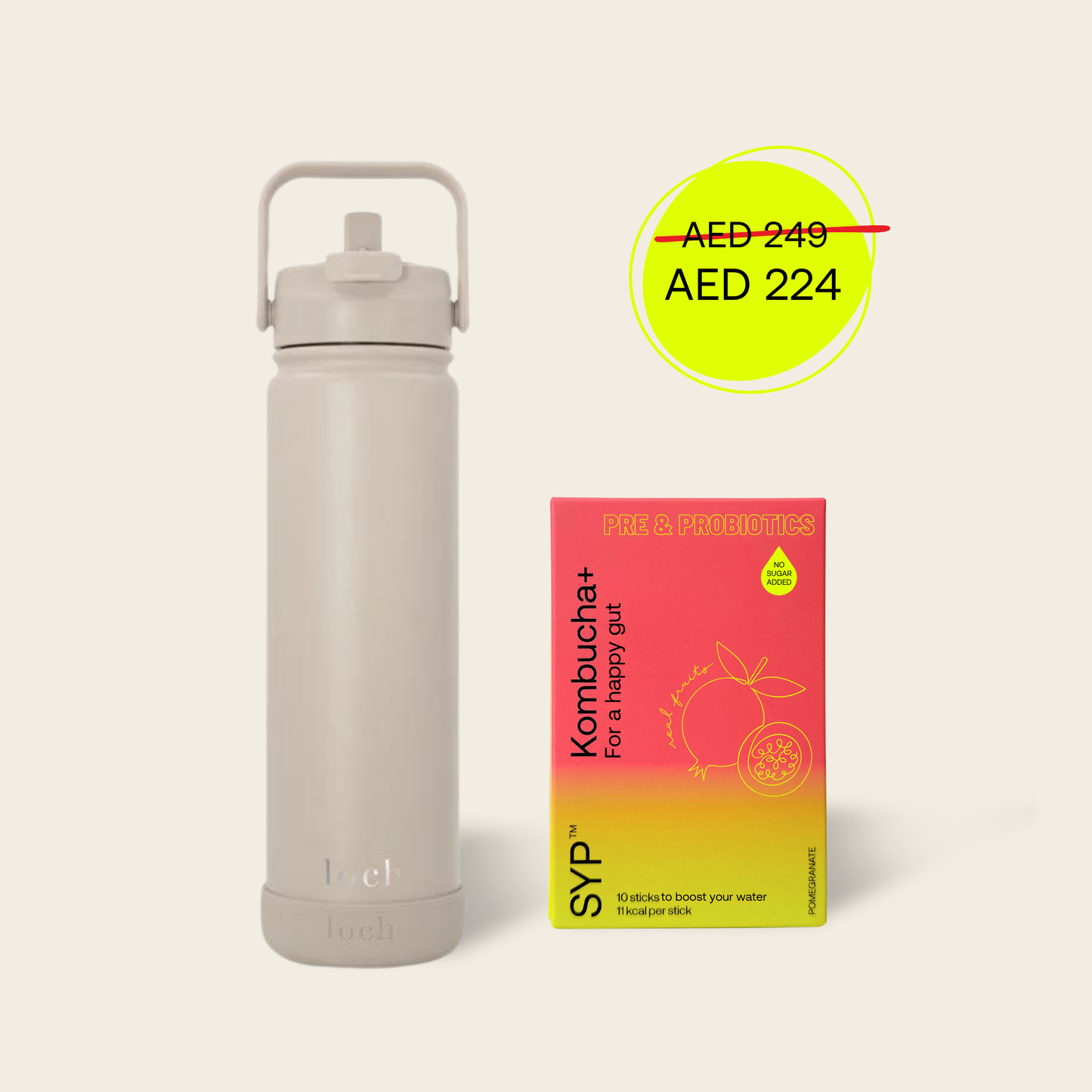 KOMBUCHA+ LOCH BOTTLE 650ML (POMEGRANATE)